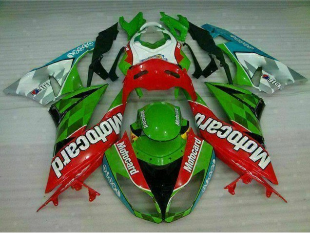 Kawasaki ZX6R Motorrad Verkleidung 2009-2012 - Grun Weiss Rot Schwarz Blau Motocard