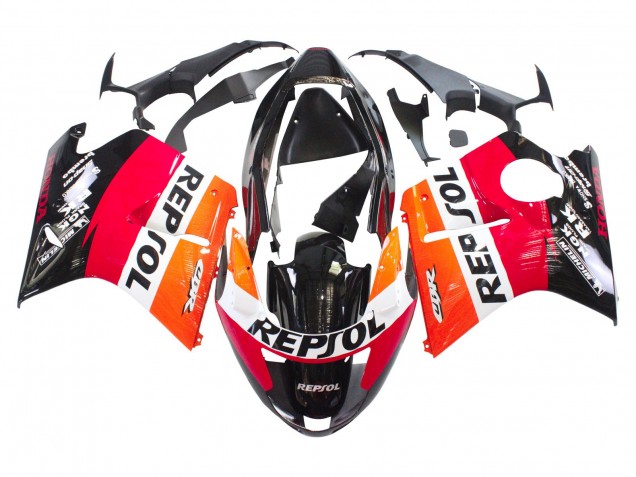 Honda CBR1100XX Blackbird Abs Motorrad Verkleidungen 1996-2007 - Orange Weiss Rot Glanzendes Schwarz Repsol