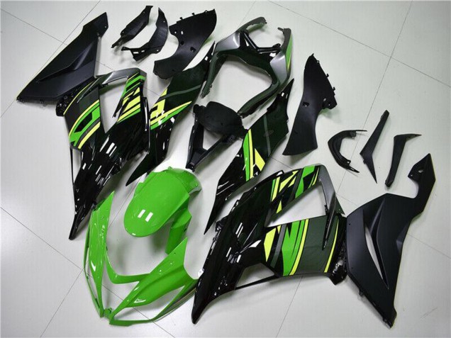 Kawasaki ZX6R Motorrad Verkleidung 2013-2018 - Grun Gelb Glanzendes Schwarz Matt Schwarz