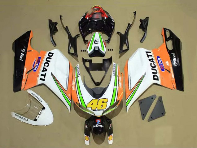 Ducati 848/1098/1198 Motorrad Verkleidung 2007-2014 - Weiss Orange Grun Glanzendes Schwarz Tim 46