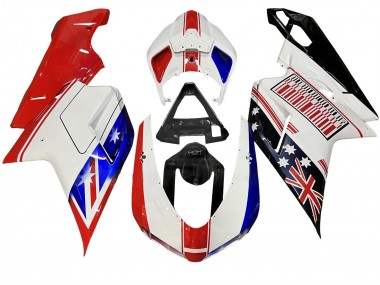 Ducati 848/1098/1198 Motorrad Verkleidung 2007-2014 - Weiss Rot Blau Glanzendes Schwarz