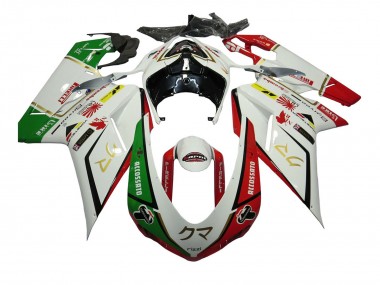 Ducati 848/1098/1198 Motorrad Verkleidung 2007-2014 - Weiss Rot Grun Accossato