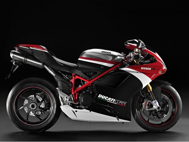 Ducati 848/1098/1198 Motorrad Verkleidung 2007-2014 - Weiss Rot Glanzendes Schwarz