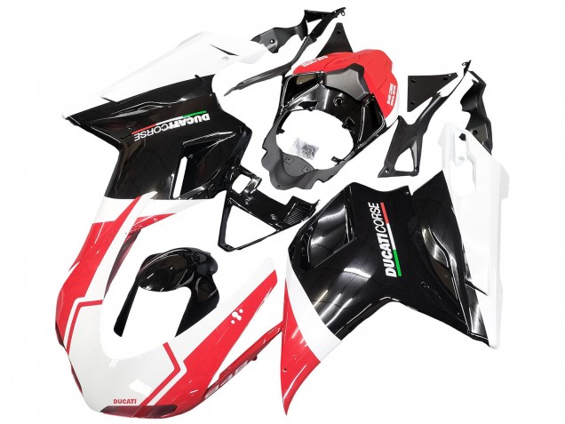 Ducati 848/1098/1198 Motorrad Verkleidung 2007-2014 - Weiss Rot Glanzendes Schwarz