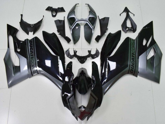 Ducati Panigale 1199 Motorrad Verkleidung 2011-2014 - Grau Glanzendes Schwarz