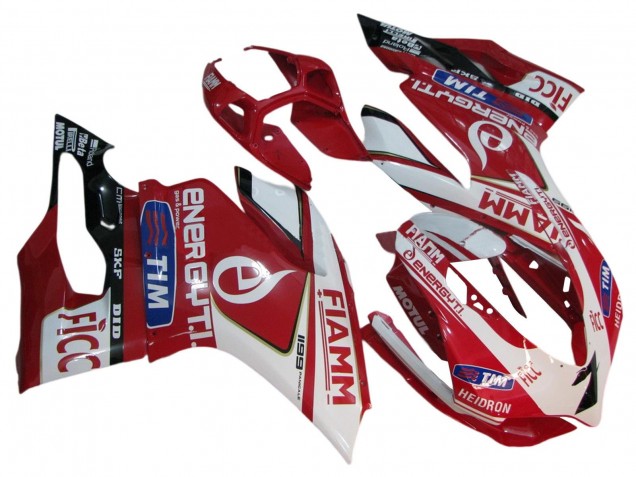Ducati 1199 Motorrad Verkleidung 2011-2014 - Weiss Rot Glanzendes Schwarz Fiamm 7
