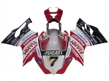 Ducati 1199 Motorrad Verkleidung 2011-2014 - Weiss Rot Glanzendes Schwarz Fiamm Valsir 7