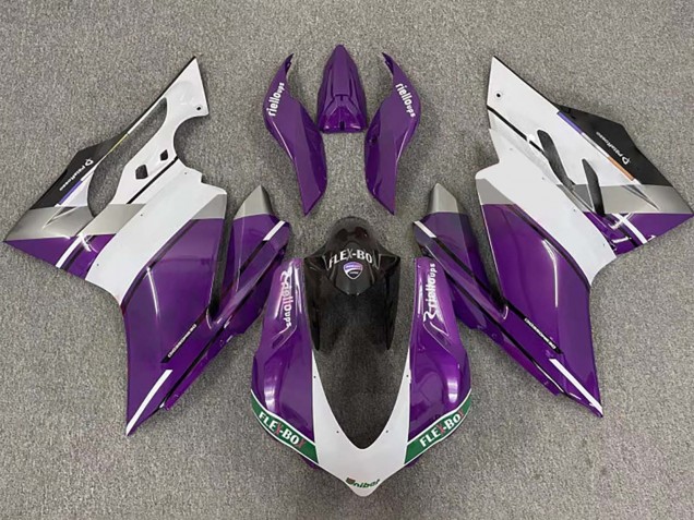 Ducati 959/1299 Motorrad Verkleidung 2015-2020 - Lila Weiss Glanzendes Schwarz Flex-Box