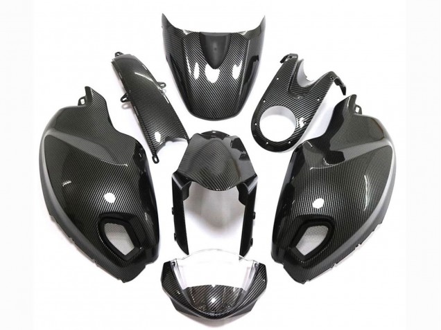 Ducati Monster 696 796 1100 1100S Motorrad Verkleidung 2008-2012 - Schwarzer Carbonfaser Stil