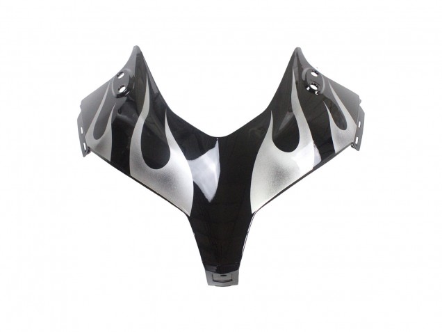 Honda CBR500R Motorrad Verkleidung 2013-2015 - Glanzendes Schwarz Silber Flamme