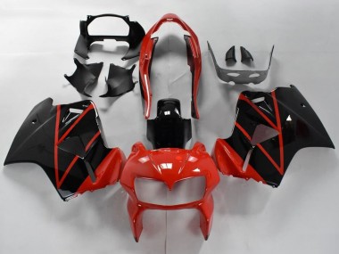 Honda VFR 800 Motorrad Verkleidung 1998-2001 - Rot Glanzendes Schwarz Streifen