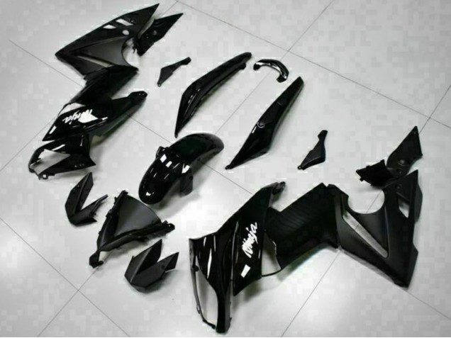 Kawasaki EX650 Motorrad Verkleidung 2009-2011 - Glanzendes Schwarz Weiss Aufkleber
