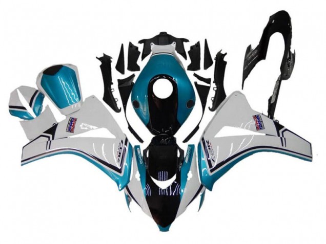 Honda CBR1000RR Motorrad Verkleidung 2008-2011 - Weiss Blau Glanzendes Schwarz