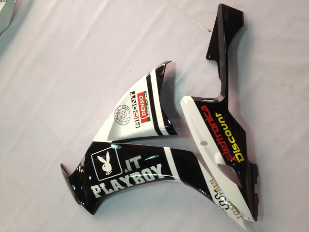 Honda CBR1000RR Motorrad Verkleidung 2012-2016 - Weiss Glanzendes Schwarz Rizoma Playboy