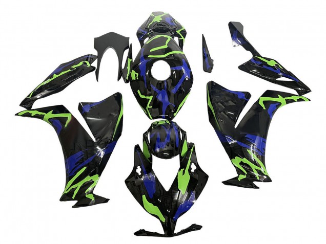 Honda CBR1000RR Motorrad Verkleidung 2012-2016 - Grun Blau Glanzendes Schwarz