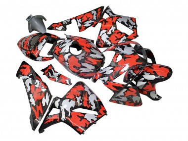 Honda CBR600RR Motorrad Verkleidung 2005-2006 - Schwarz mit Rotgrauer Tarnung