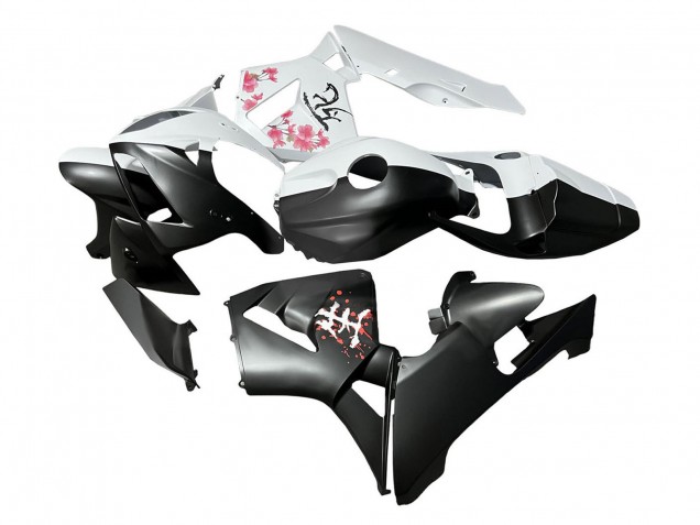 Honda CBR600RR Motorrad Verkleidung 2005-2006 - Schwarz Weiss mit Kirschblute