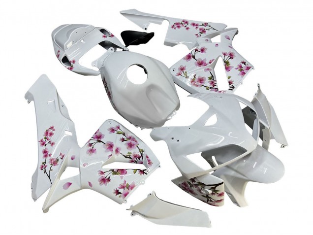 Honda CBR600RR Motorrad Verkleidung 2005-2006 - Weiss mit Cherry Blossom