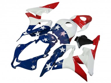 Honda CBR600RR Motorrad Verkleidung 2007-2008 - Weiss Blau Rot Stern