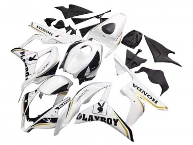 Honda CBR600RR Motorrad Verkleidung 2007-2008 - Weiss Gold Glanzendes Schwarz Playboy