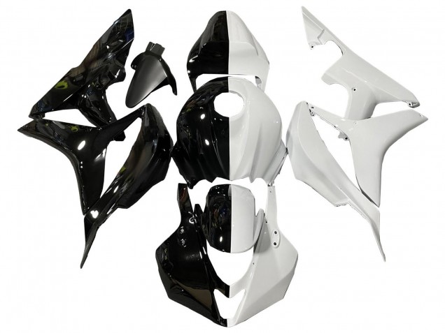 Honda CBR600RR Motorrad Verkleidung 2007-2008 - Weiss Glanzendes Schwarz Geteiltes