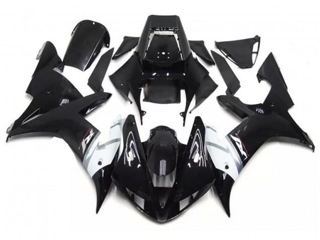 Yamaha YZF R1 Motorrad Verkleidung 2002-2003 - Glanzendes Schwarz Weiss Silber