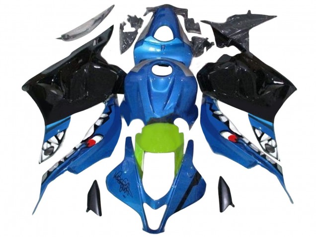 Honda CBR600RR Motorrad Verkleidung 2009-2012 - Blau Grun Glanzendes Schwarz Hai