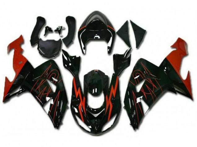 Kawasaki ZX10R Motorrad Verkleidung 2006-2007 - Glanzendes Schwarz Rot