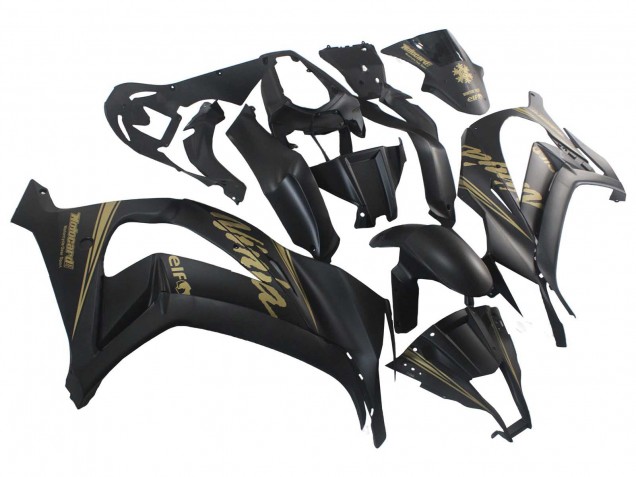 Kawasaki ZX10R Motorrad Verkleidung 2011-2015 - Matt Schwarz Gold Schnee Elf