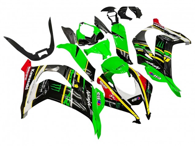 Kawasaki ZX10R Motorrad Verkleidung 2016-2020 - Grun Gelb Rot Schwarz Elf Monster