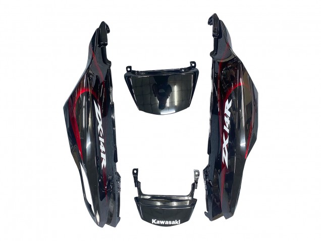 Kawasaki ZX14R ZZR1400 Motorrad Verkleidung Kit 2006-2011 - Glanzendes Schwarz Rot Flamme