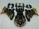 Kawasaki ZX14R ZZR1400 Motorrad Verkleidung 2006-2011 - Glanzendes Schwarz Gold Flamme