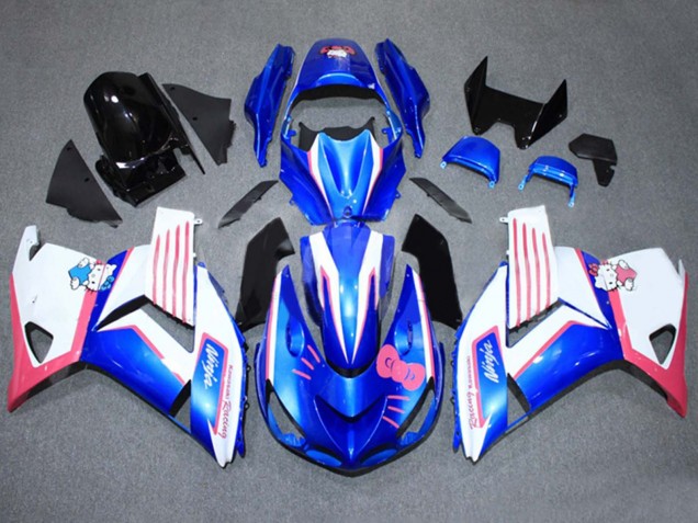 Kawasaki ZX14R ZZR1400 Motorrad Verkleidung 2006-2011 - Blau Weiss Rosa