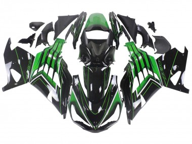 Kawasaki ZX14R ZZR1400 Motorrad Verkleidung 2012-2024 - Grun Glanzendes Schwarz Streifen