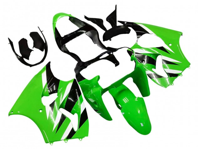 Kawasaki ZX6R Motorrad Verkleidung 2000-2002 - Grun Weiss Schwarz