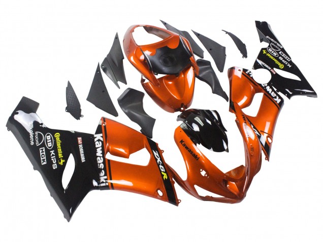 Kawasaki ZX6R Motorrad Verkleidung 2005-2006 - Orange Schwarz