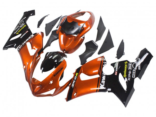 Kawasaki ZX6R Motorrad Verkleidung 2005-2006 - Orange Schwarz