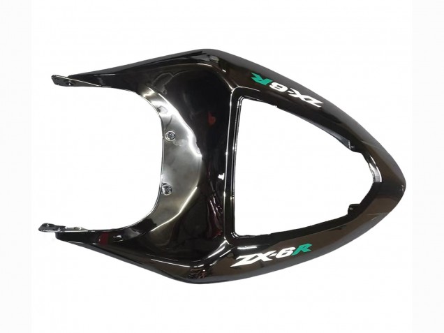 Kawasaki ZX6R Motorrad Verkleidung 2005-2006 - Glanzendes Schwarz Grun Flamme