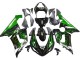 Kawasaki ZX6R Motorrad Verkleidung 2005-2006 - Glanzendes Schwarz Grun Flamme