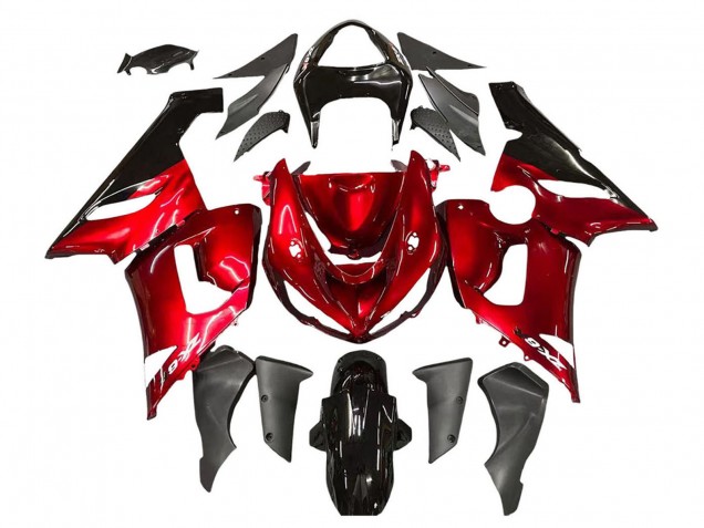Kawasaki ZX6R Motorrad Verkleidung 2005-2006 - Rot Schwarz