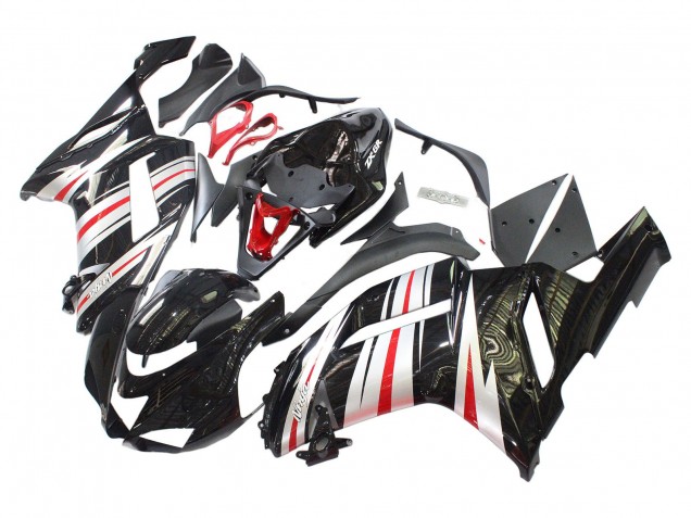 Kawasaki ZX6R Motorrad Verkleidung 2007-2008 - Schwarz Silber Rot Ninja