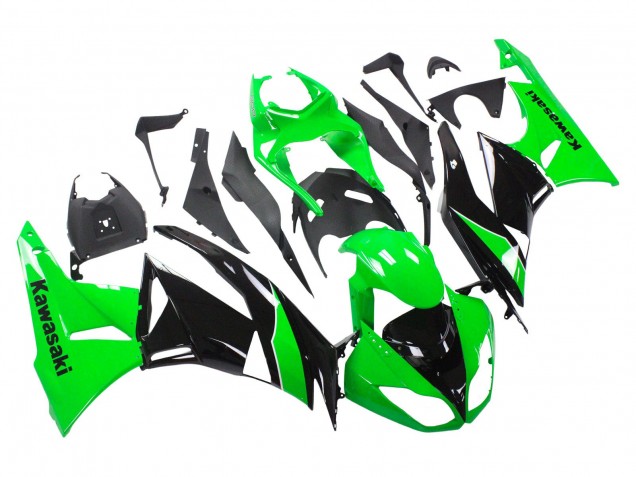 Kawasaki ZX6R Motorrad Verkleidung 2009-2012 - Grun Glanzendes Schwarz