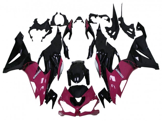 Kawasaki ZX6R Motorrad Verkleidung 2013-2018 - Lila Glanzendes Schwarz