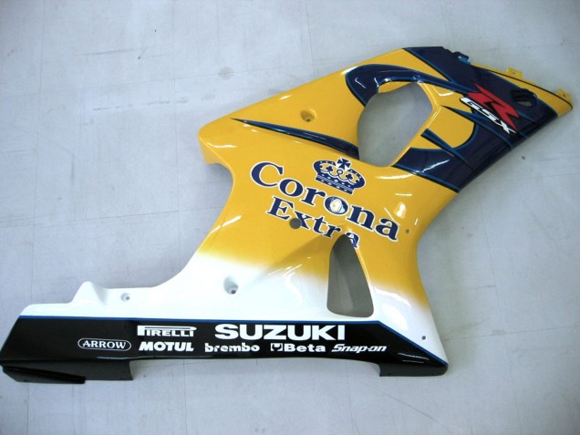 Suzuki GSXR1000 Motorrad Verkleidung 2000-2002 - Gelb Dunkel Blau Weiss Motul Corona