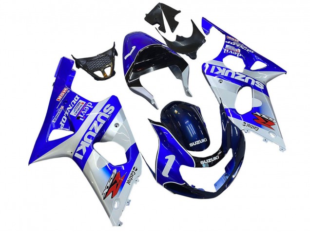 Suzuki GSXR1000 Motorrad Verkleidung 2000-2002 - Blau Weiss Silber Castrol Dunlop