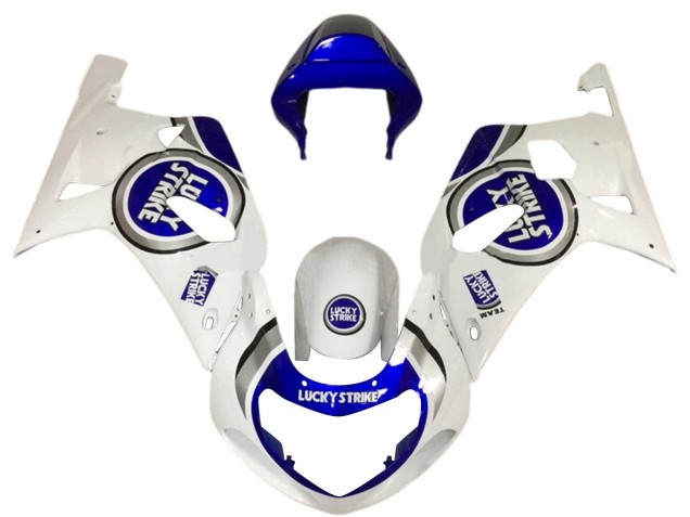 Suzuki GSXR 600 / GSXR 750 Motorrad Verkleidung 2001-2003 - Weiss Blau Lucky Strike