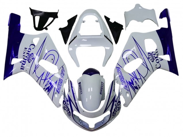 Suzuki GSXR 600 / GSXR 750 Motorrad Verkleidung 2001-2003 - Weiss Blau Corona Alstare