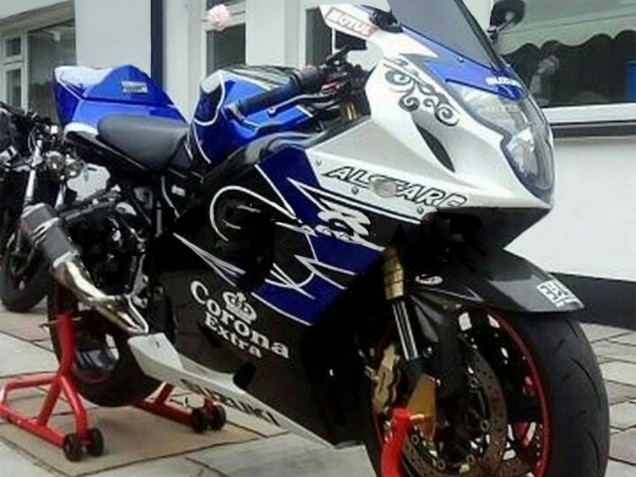 Suzuki GSXR 600 / GSXR 750 Motorrad Verkleidung 2004-2005 - Weiss Blau Schwarz Corona Motul