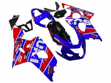 Suzuki GSXR 600 / GSXR 750 Motorrad Verkleidung 2004-2005 - Blau Rot Schwarz Motul Dunlop