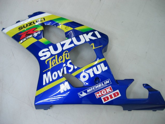 Suzuki GSXR 600 / GSXR 750 Motorrad Verkleidung 2004-2005 - Blau Weiss Gelb Grun Telefumica Motul MoviStar